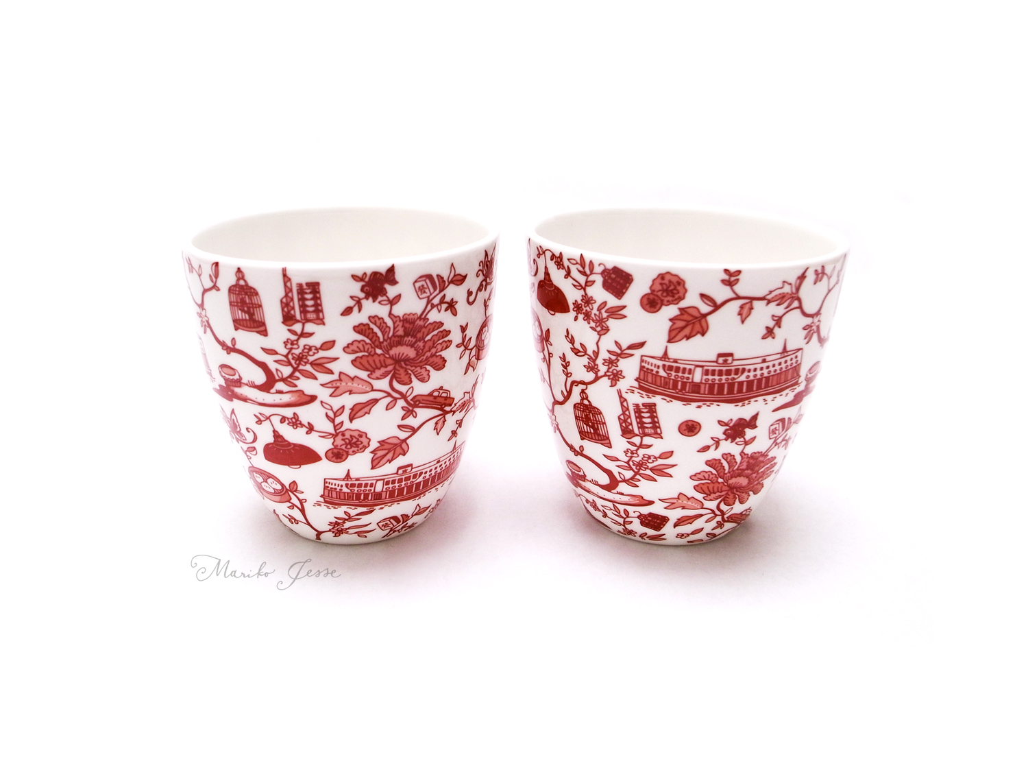 Chinese cups in HK toile ceramic collection