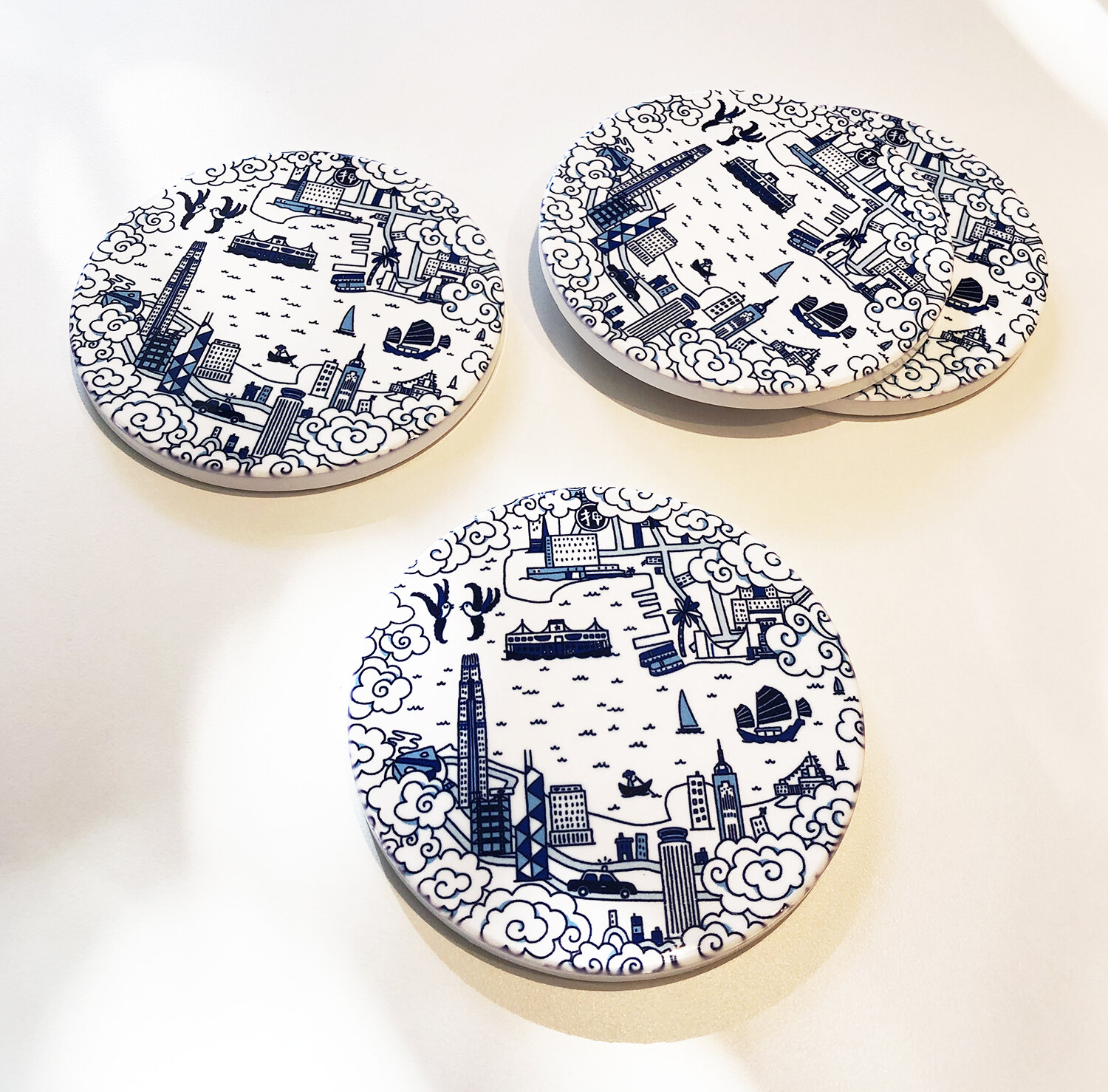 Hong Kong Willow Collection ceramic coasters