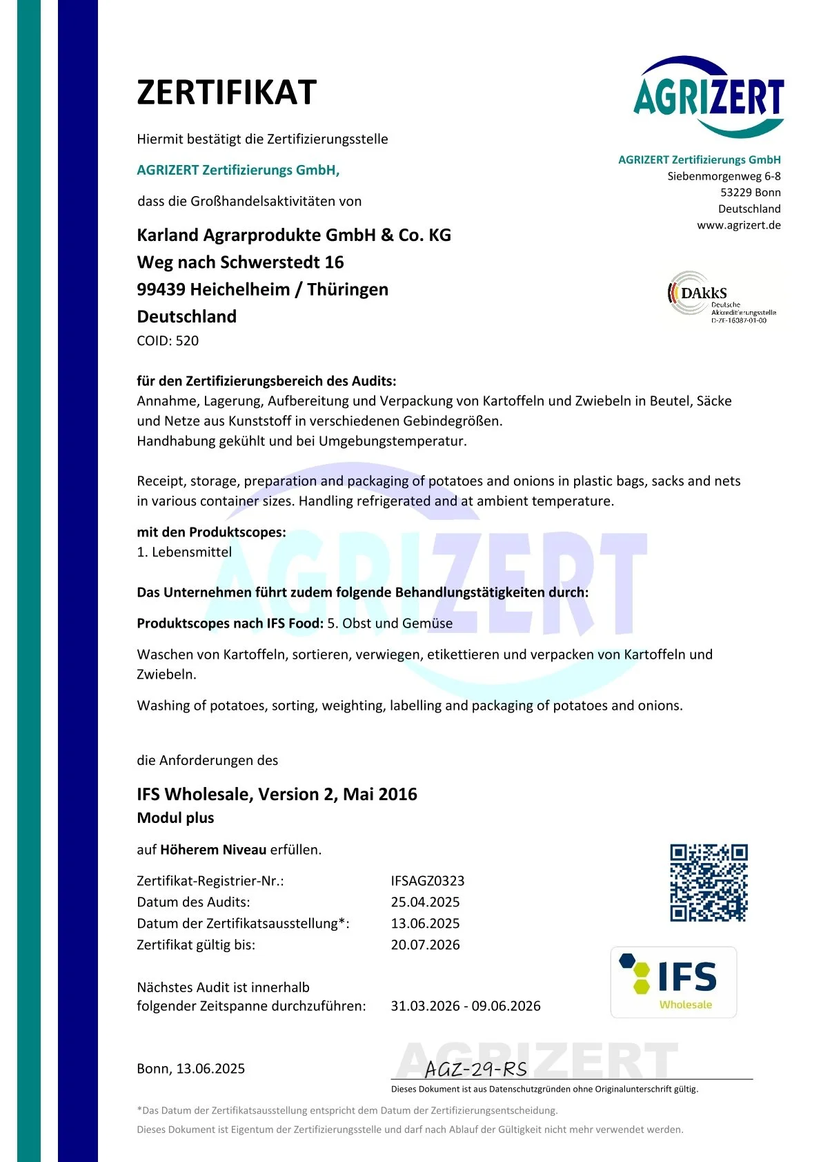 IFS Zertifikat 2025