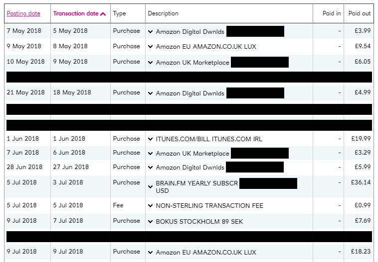 A bank statement from my Education Account.