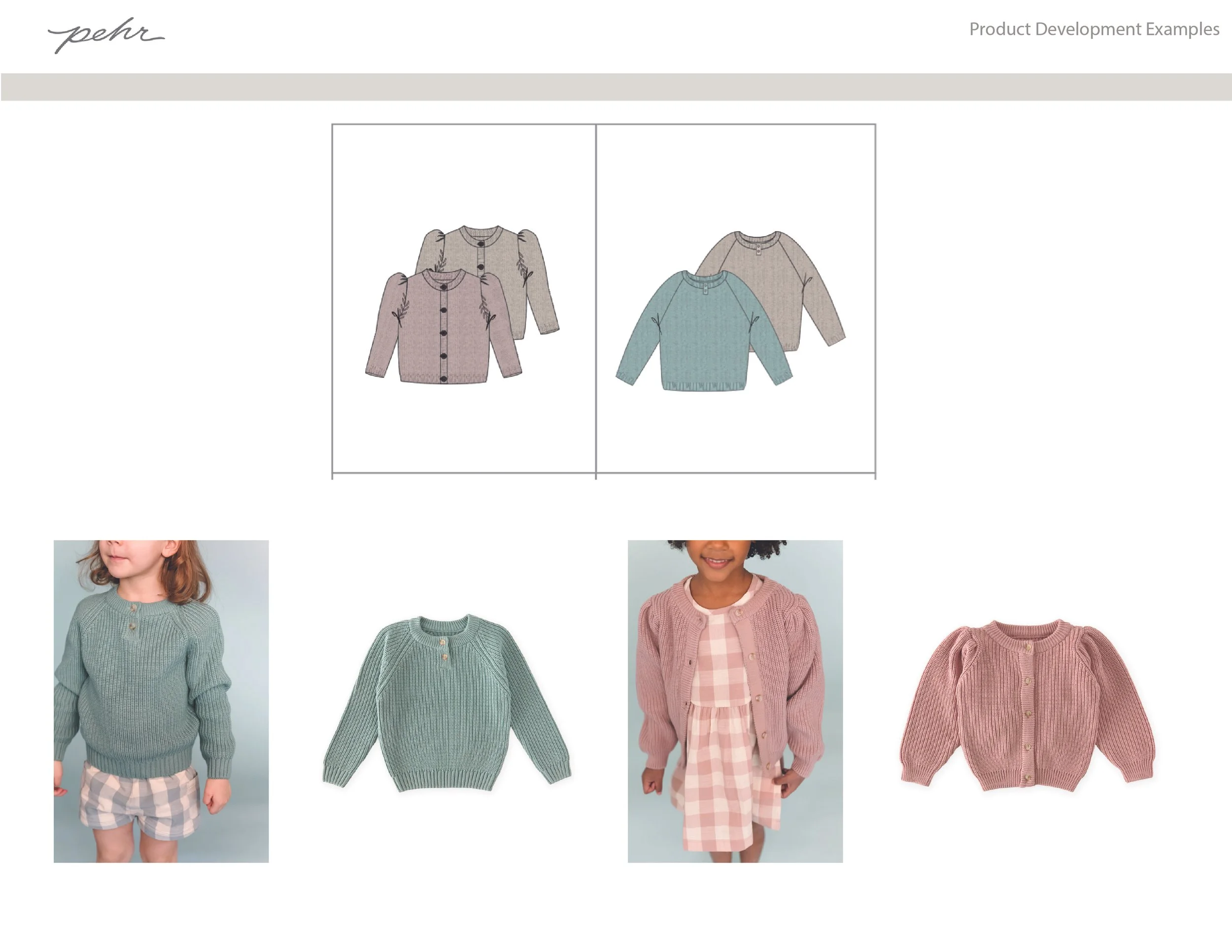 Examples of work as a Product Developer for Pehr