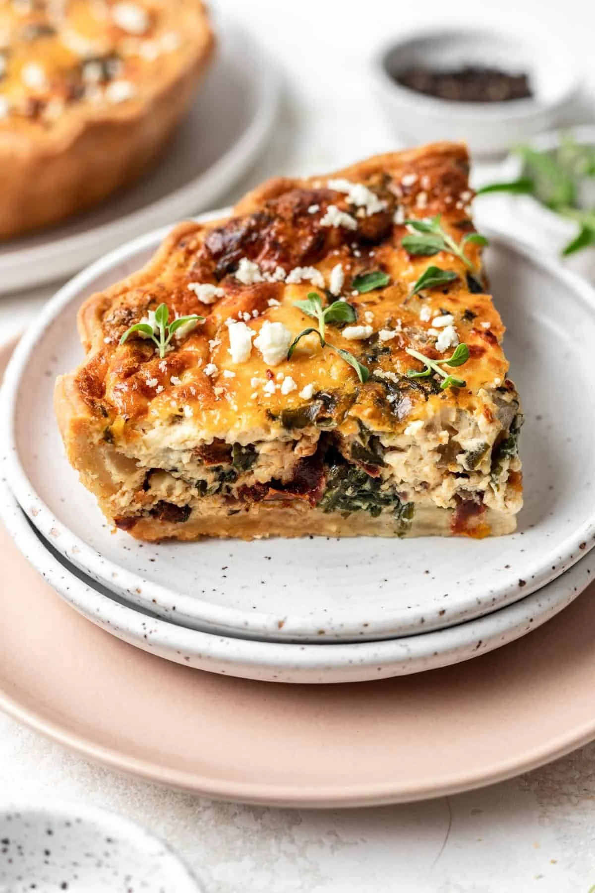 Sun Dried Tomato &  Spinach Quiche, Goat Cheese,  Roasted Yukon Potatoes, Lemon Aioli