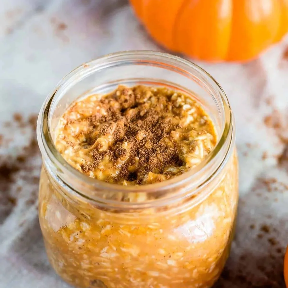 Pumpkin Pie Overnight Oats with Almond Butter, Toasted Pecan, & Pumpkin Seed