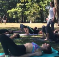 Leading yoga in Central Park for Ladies NYC.