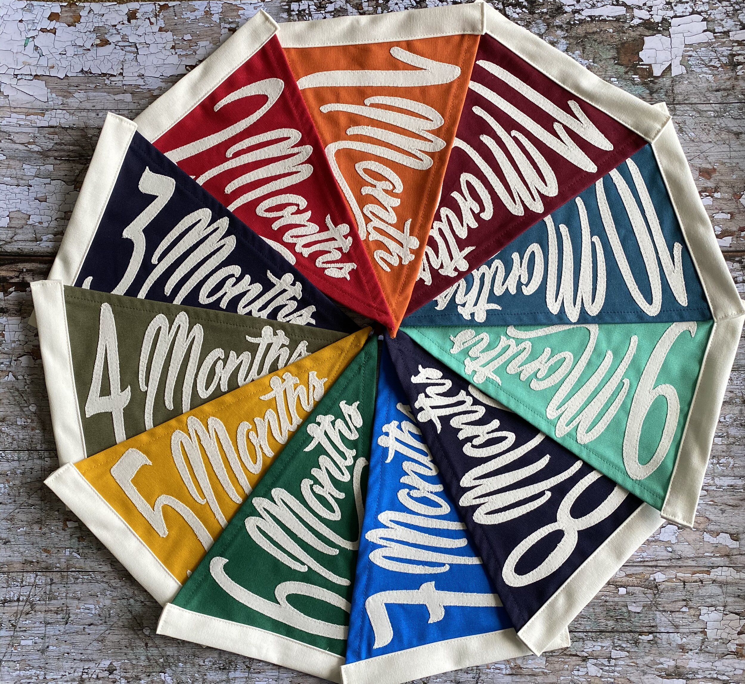 Mini pennants for a baby's milestones