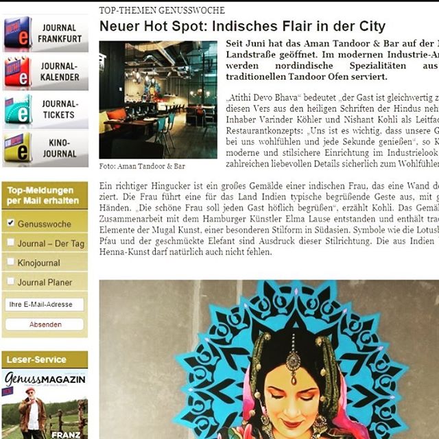 Vielen Dank f&uuml;r den tollen Artikel @journalfrankfurt SO EXCITED #feelthelove #frankfurt #ffm #indianfood #amantandoor #foodie #genussmagazin #foodporn