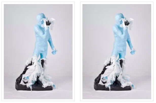 Adad Hannah. Unwrapping Rodin (Blue) 3 (Left) and 4 (Right), 2010. C-print. 175.25 x 127 cm (69″ x 50″). Edition of 2. 