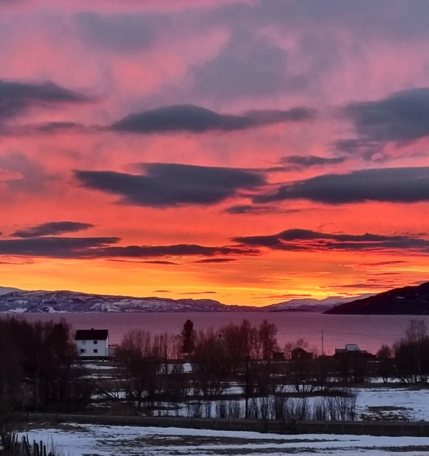 A house with a view...
Himmelen sto i brann i kveld. Malangen, Troms.
