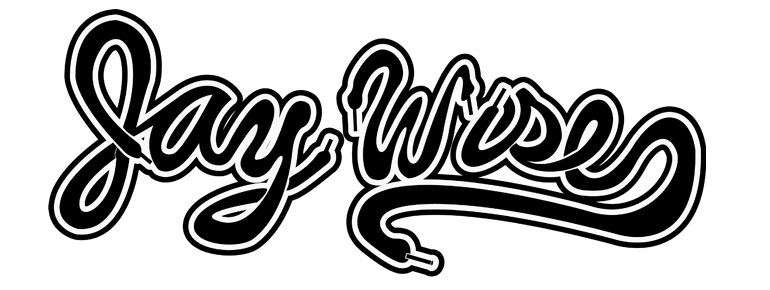 Music artist Jay Wise wanted to a design that also represented his passion for sneakers, so his design was created by using shoelaces for his name.