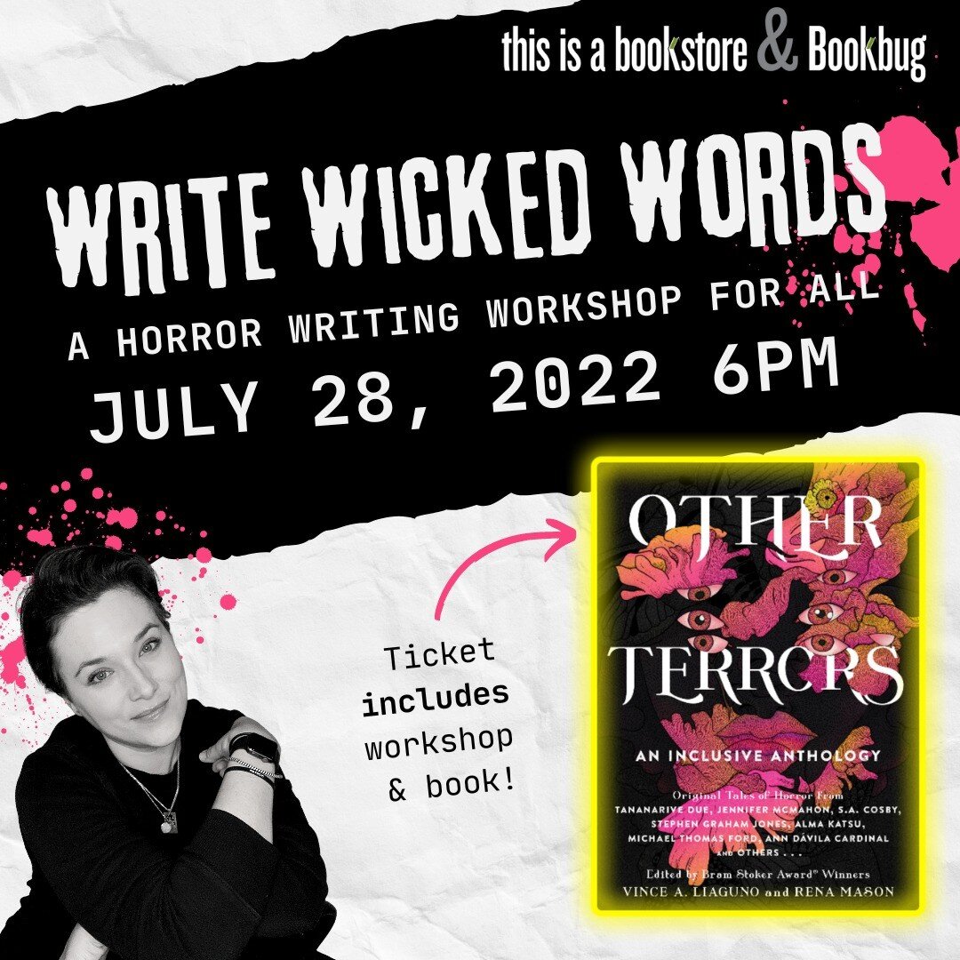 Want to write scary stories? Please join me for a horror writing workshop for all levels of experience at @bookbugkzoo!

Ticket link in bio...

When: Thursday, July 28, 2022 at 6PM
Where: Table of Contents cafe (inside This is a Bookstore, 3019 Oakla