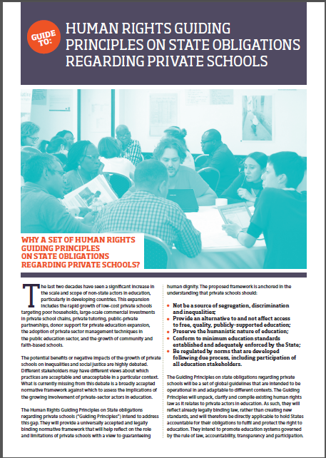 Human Rights Guiding Principles on State obligations regarding private schools