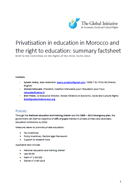 Visual Privatisation in Education in Morocco
