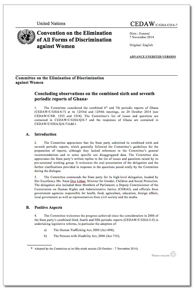 Ghana: CEDAW Concluding observations, CEDAW/C/GHA/CO/6-7, para. 32, 7 Nov. 2014