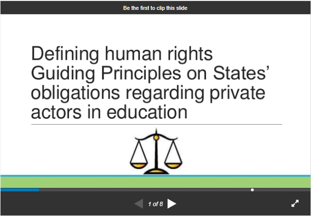 Defining Human Rights Guiding Principles on States obligations regarding private actors in education