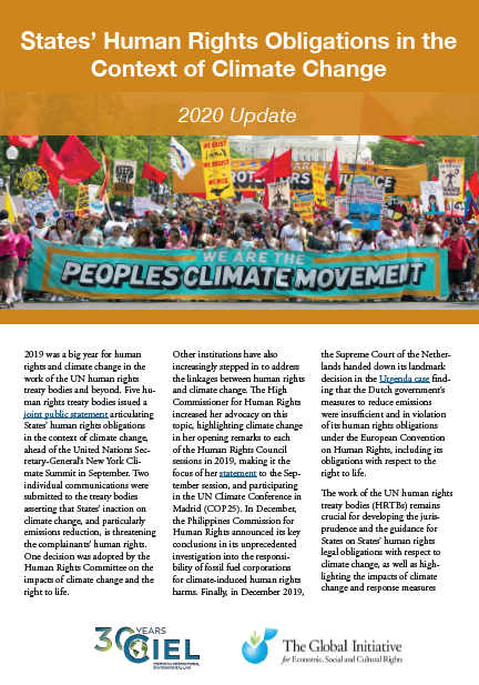 States’ Human Rights Obligations in the Context of Climate Change – 2020 Update