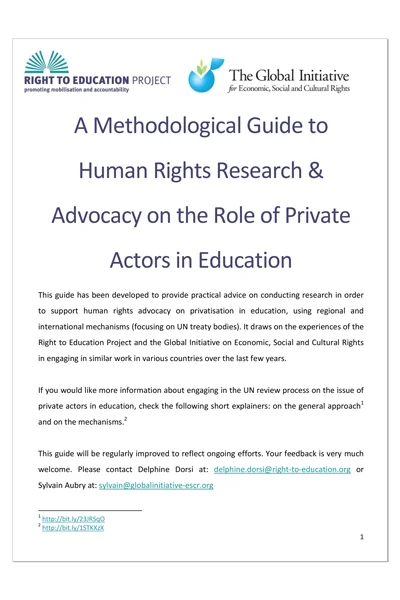 Methodological Guide to Human Rights Research and Advocacy on the Role of Private Actors in Education