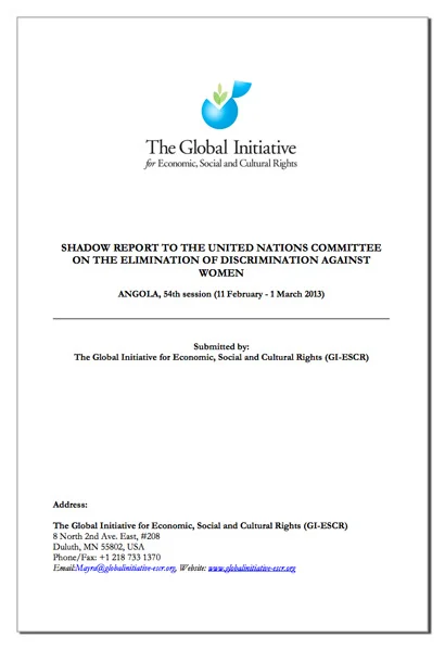 Parallel Report: Angola (CEDAW) during the 54th session (2013)