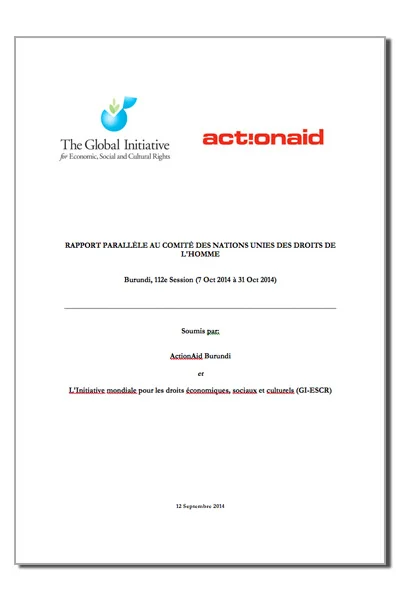 Burundi rapport parallèle au comité des nations unies des droits de l'homme, 112e Session (2014)