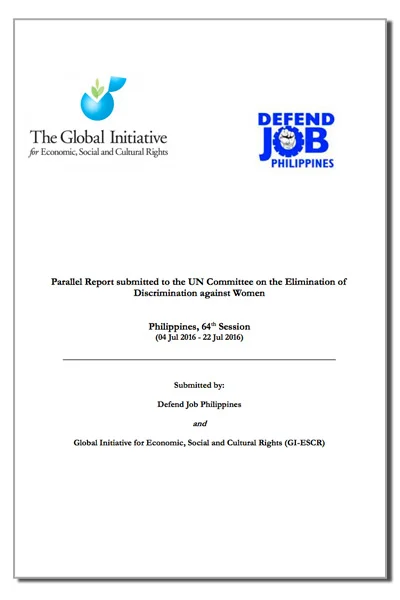 Parallel Report: Philippines (CEDAW) with DefendJob during 64th Session (2016)