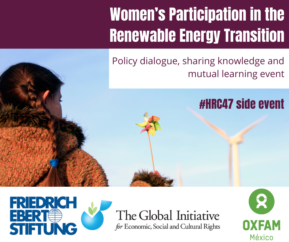 Advancing Women’s Participation in the Renewable Energy Transition | Side event at 47th session of Human Rights Council