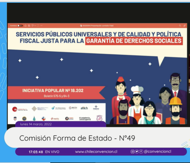 GI-ESCR delivered the normative proposal on universal quality public services and fair taxation policy at one of Chile’s Constitutional Convention commission