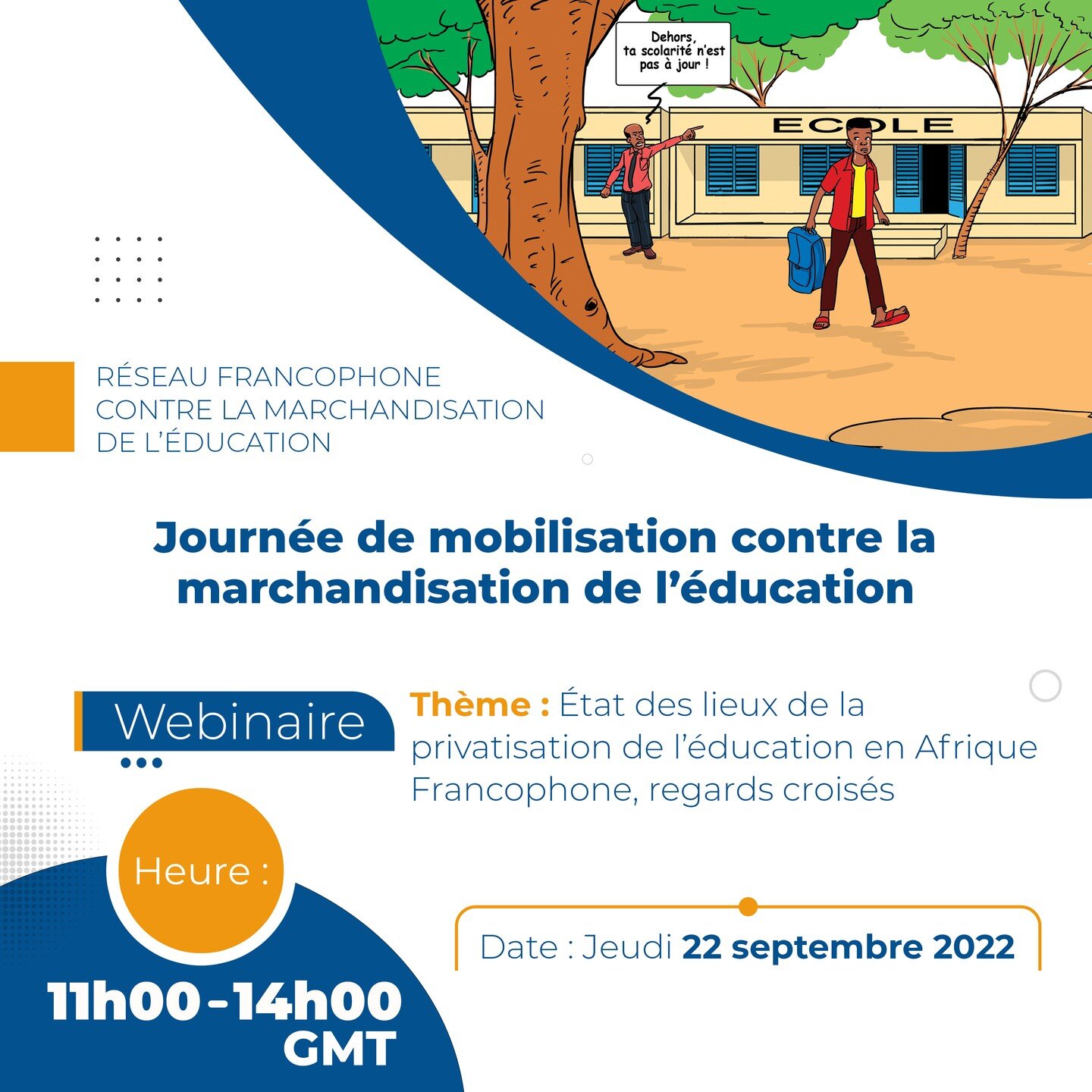 Rejoignez-nous au de la journ&eacute;e de mobilisation contre la marchandisation de l&rsquo;&eacute;ducation. 🏫

GI-ESCR et ses partenaires, dans le cadre du R&eacute;seau francophone contre la marchandisation de l'&eacute;ducation, organisent la 2&