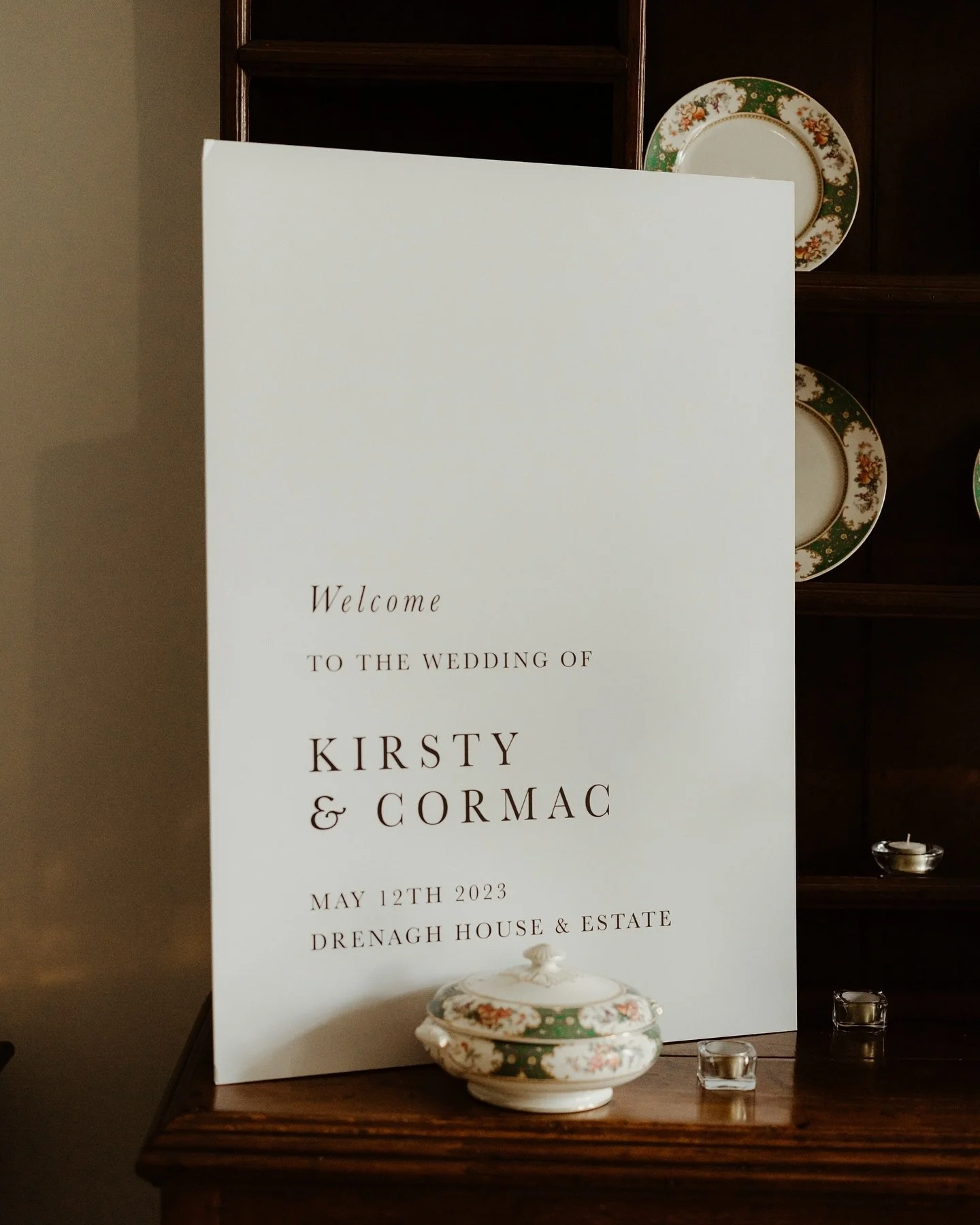 For Kirtsy &amp; Cormac in the beautiful Drenagh Estate 🤍

All of our signage is printed onto sturdy, waterproof board - perfect for adding your florals with no stress 🌿
How would you display your wedding signage? 👀
.

Image @wildfernphoto 
Venue 