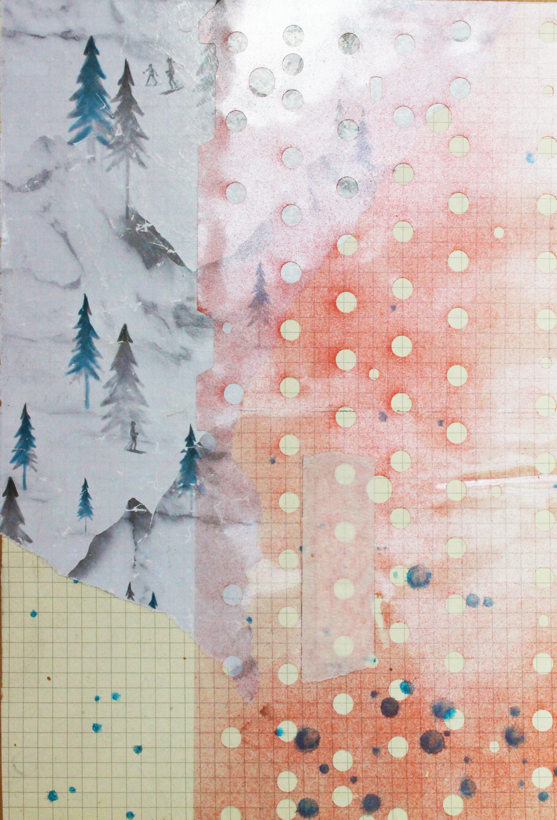 Cévennes collage #1 2019 Printed paper, acetate and masking tape on paper, 245 x 200mm