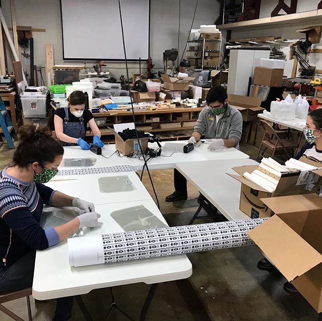 Our first assembly session of the newest batch of face shields. Thanks to all the volunteers making this possible!  We have had an incredible number of people sign up and offer to help with this project. We&rsquo;re in the process of calling and sche