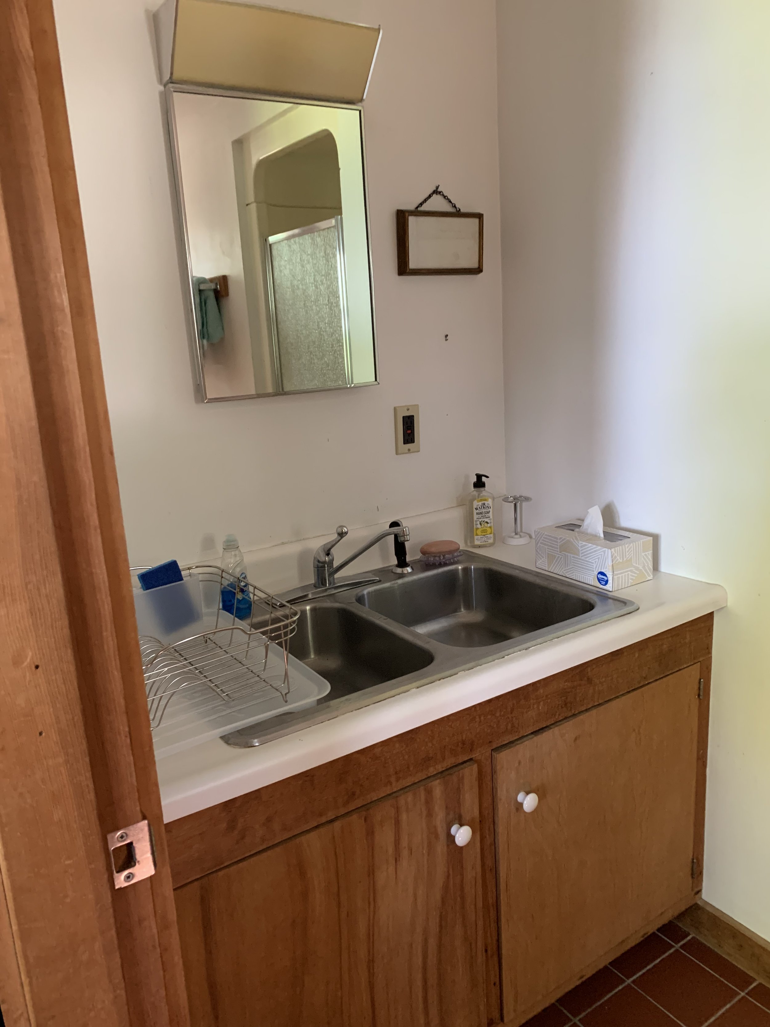  Bathroom sink doubles as kitchen sink 