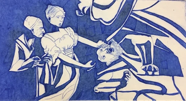 After Caravaggio Judith and Holofernes Intaglio 13"x 8"2018