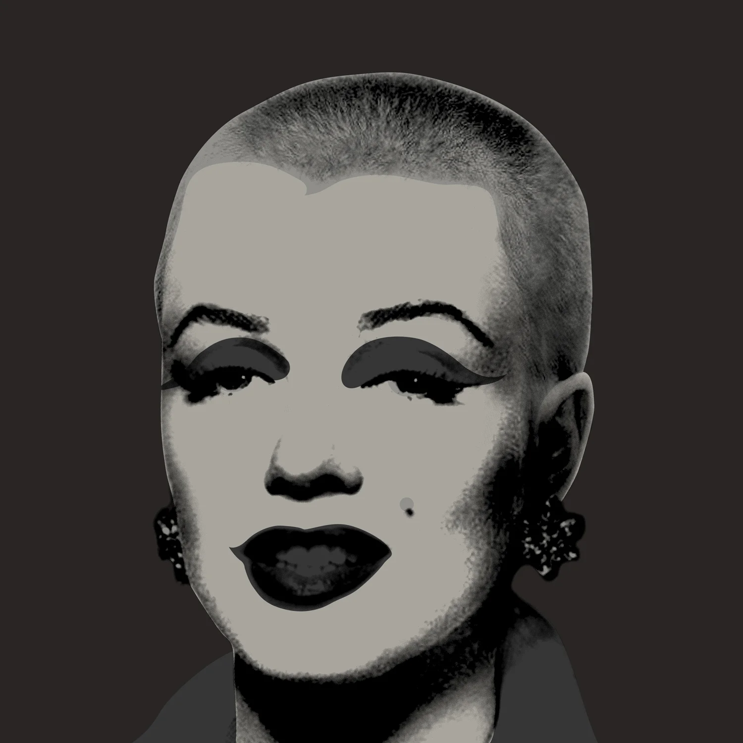 visage gris / fond noir