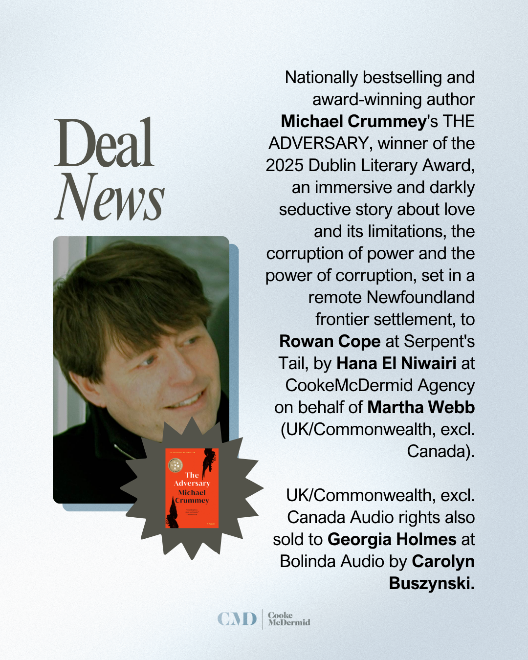 UK/Commonwealth (excl. Canada) rights to Michael Crummey's THE ADVERSARY