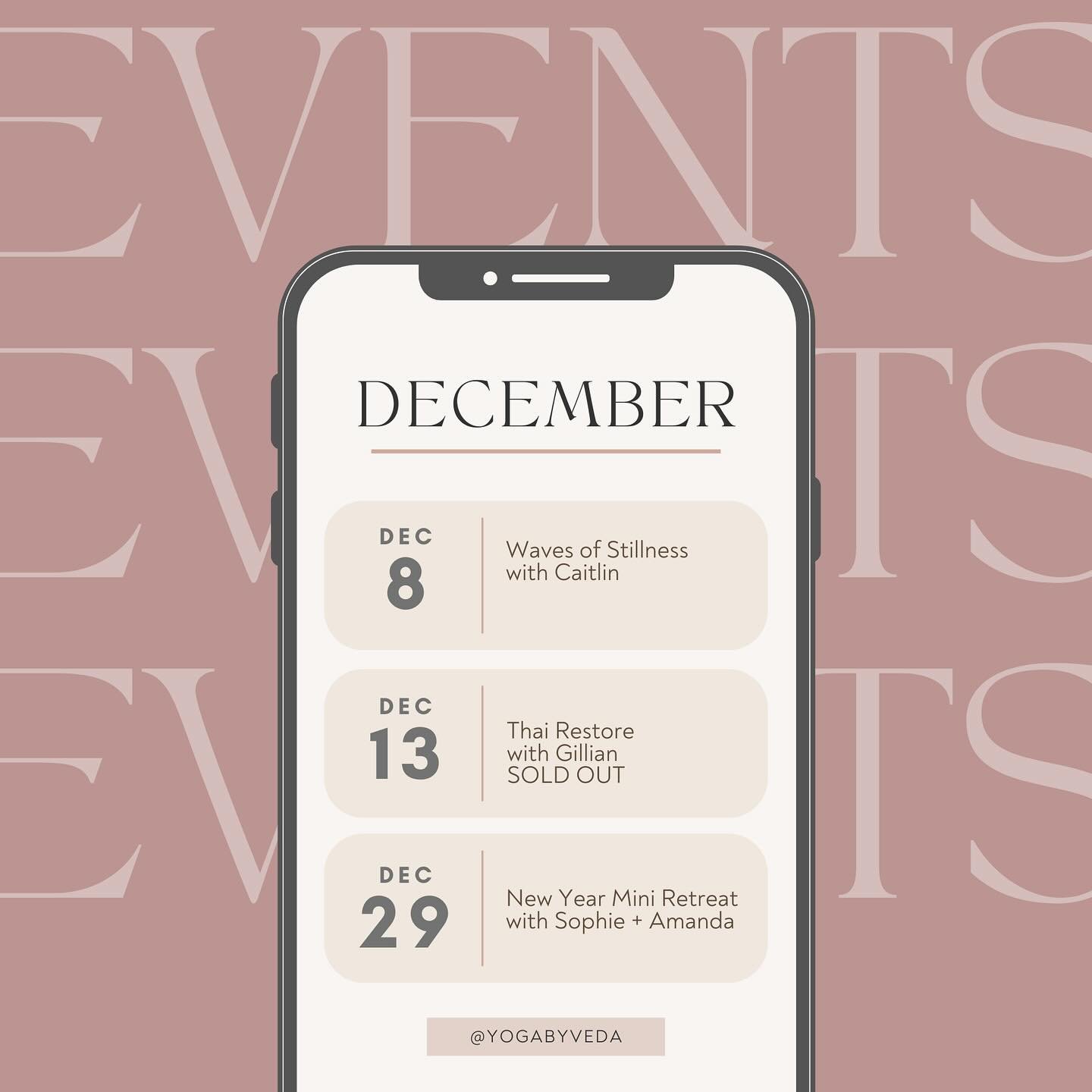 Upcoming events at Veda 🩷

I haven&rsquo;t announced all of these events yet, so some of them are a ✨surprise✨

The events in the new year will also make great gifts for the holidays! If you would like help booking one as a gift, just send me a mess