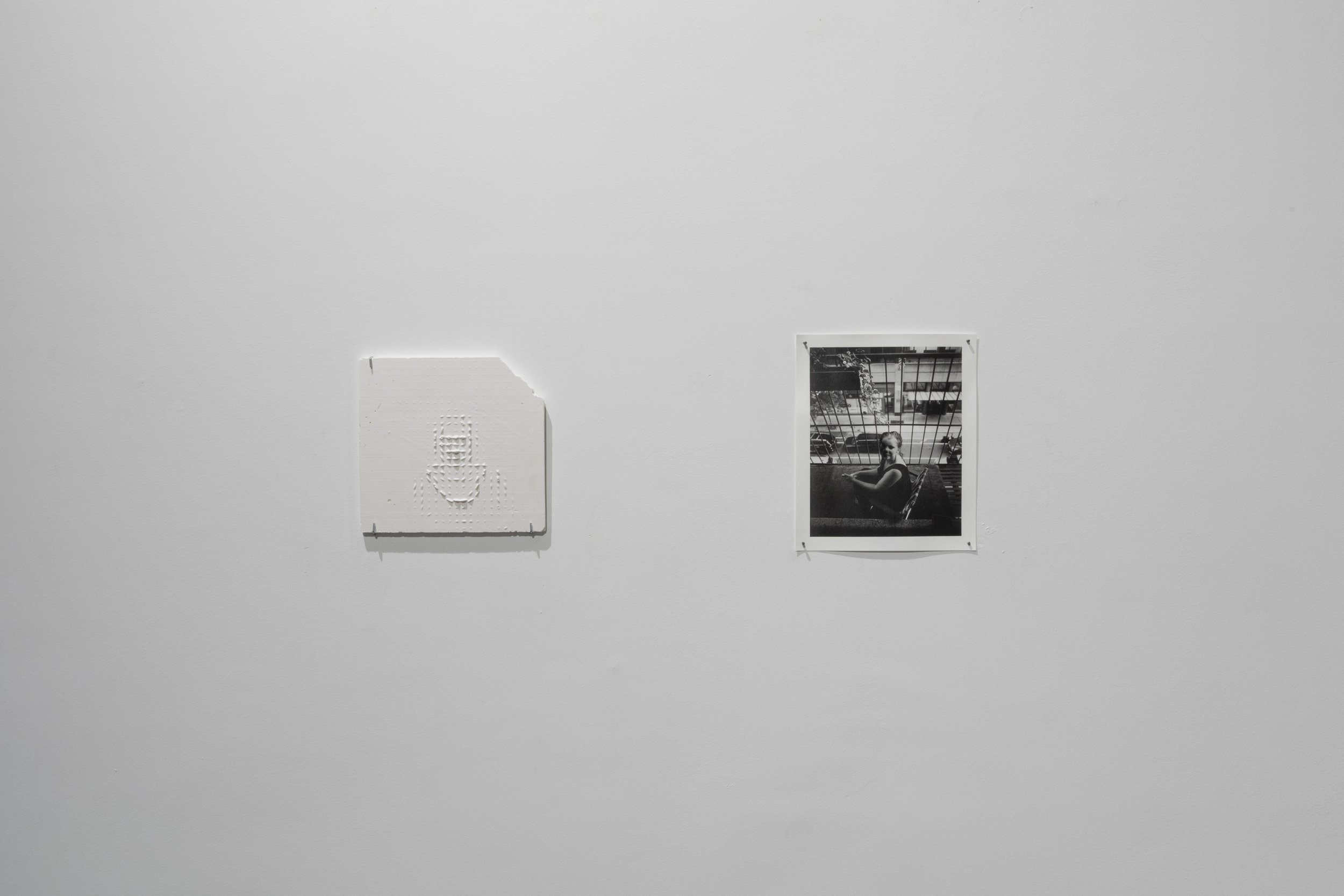  Left:  HOG2Plaster - Mom  6”x6” Plaster of Paris  Right:  DeepPrivacy2Film #1 - Mom  5”x7” Silver Gelatin Print 