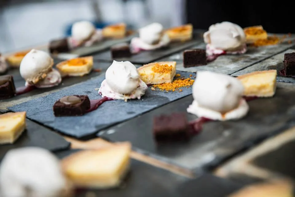 Trio of desserts at North Devon marquee wedding.jpg