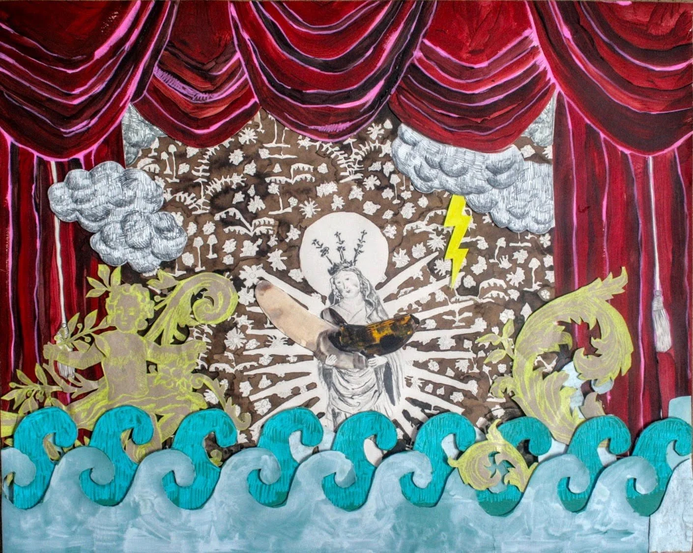   So Small, So Sweet, So Soon   Mixed media on paper  24”H x 30”W  $675 