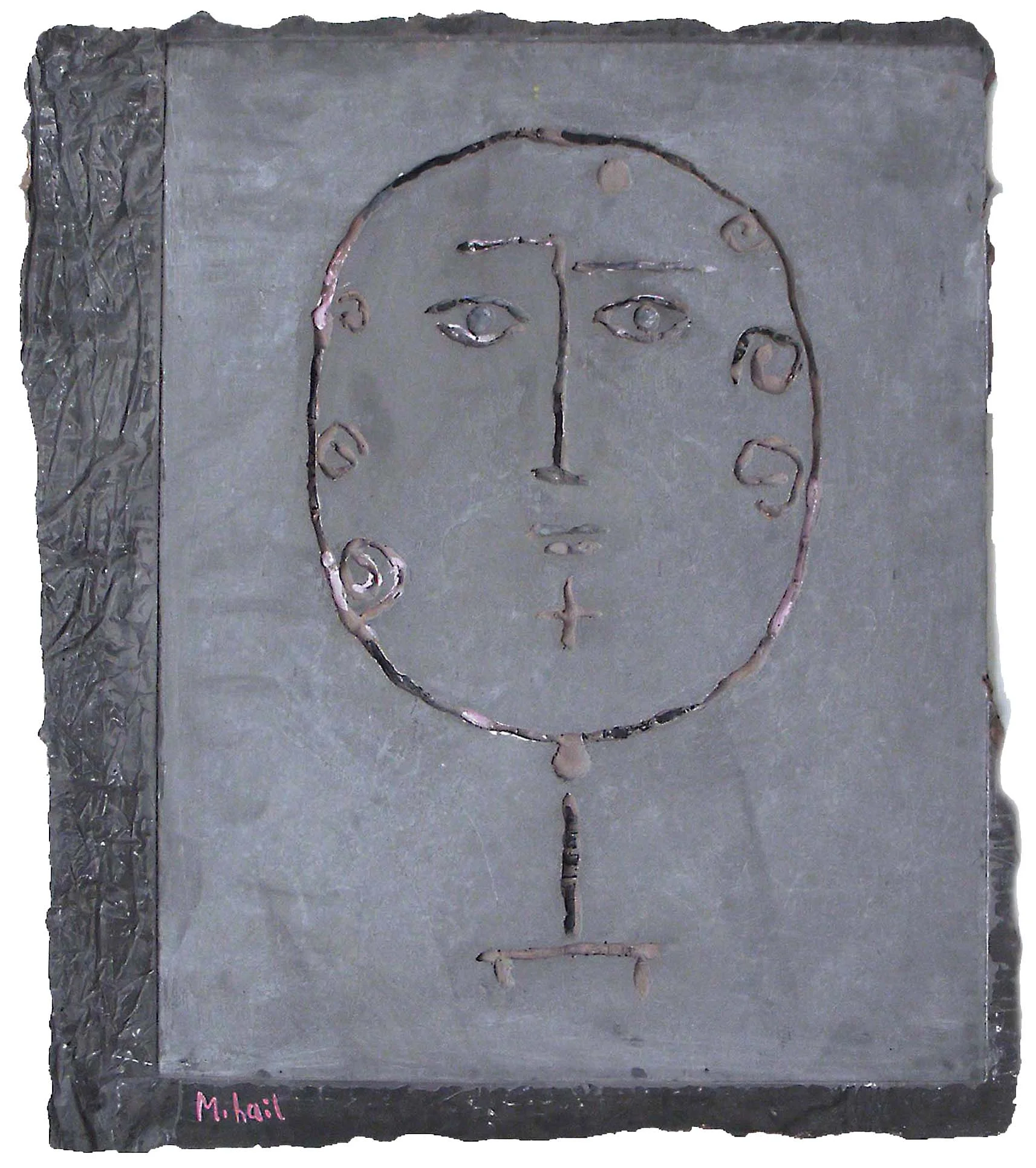 Plaster of Paris over steel net colors 26x23x0.6 in. (66x59x2 cm.) $4,500