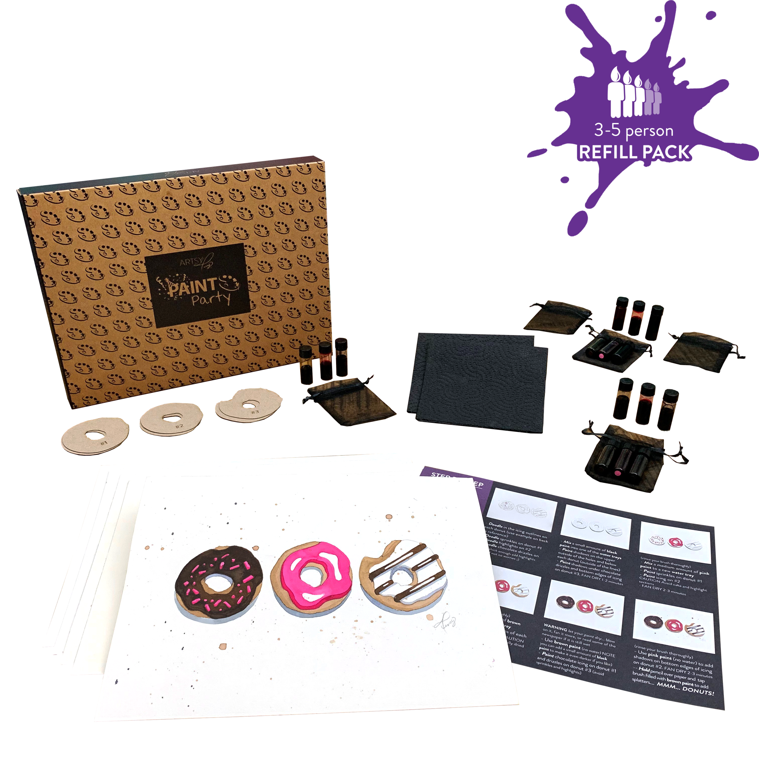 Paint Party Kits 3-5 Person Refill Pack Mmm Donuts.png
