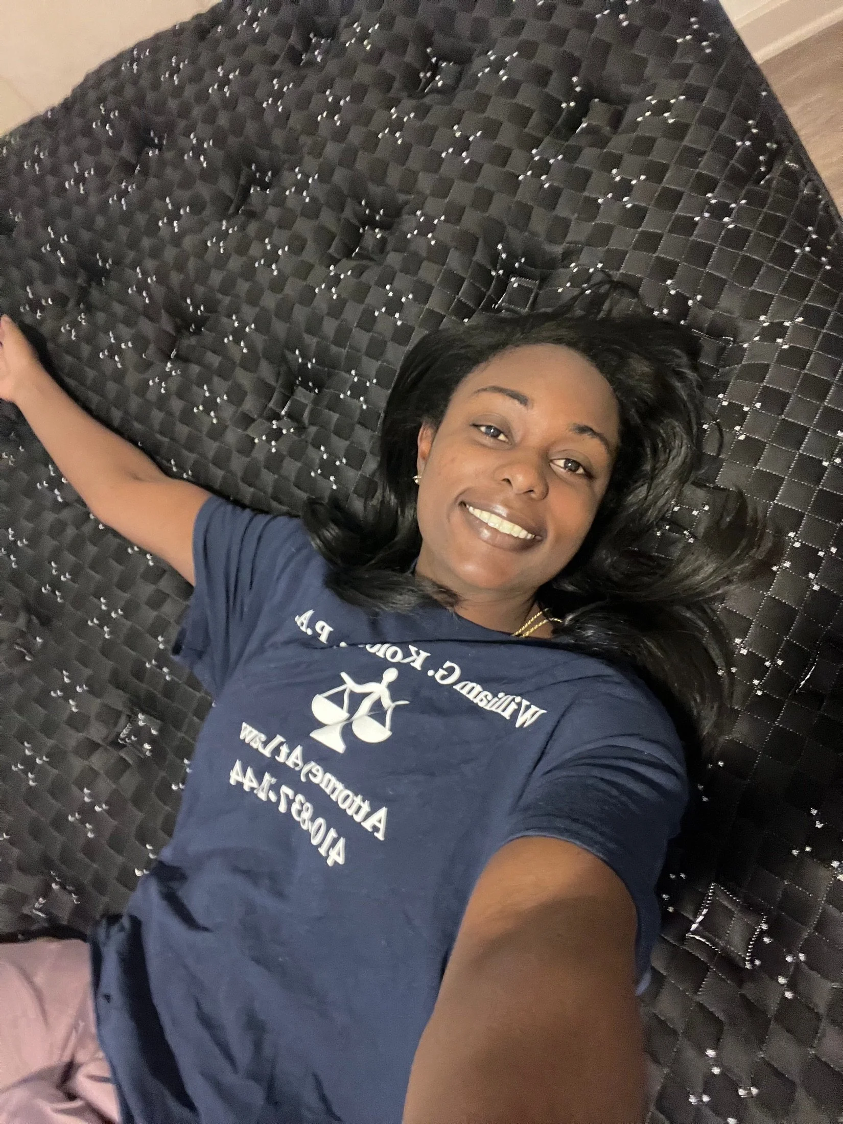 Brielle testing her new mattress