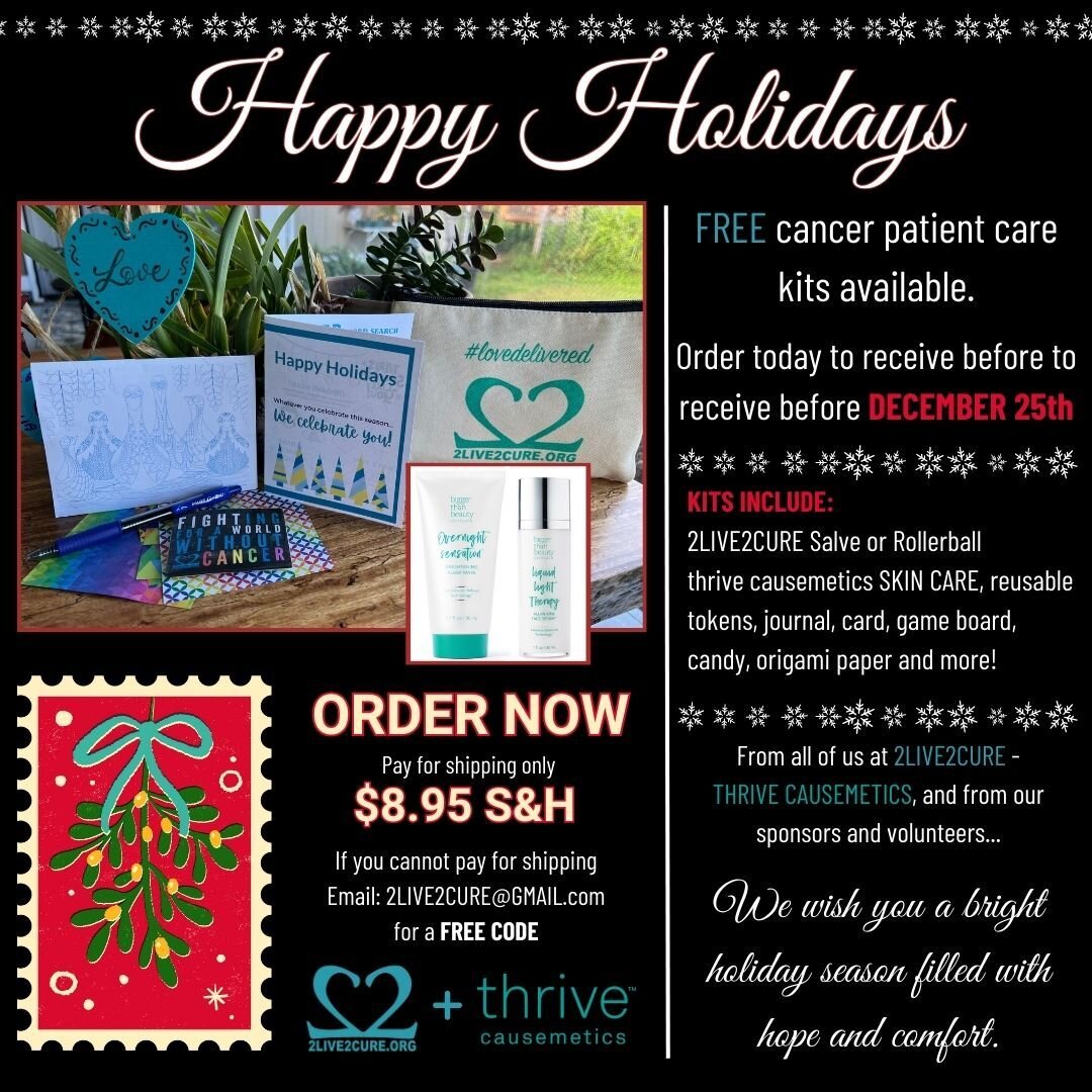 Holiday Cancer Patient Care Kits are available. Order now to receive yours in time for the holidays.

#freecancercarekit
#lovedelivered