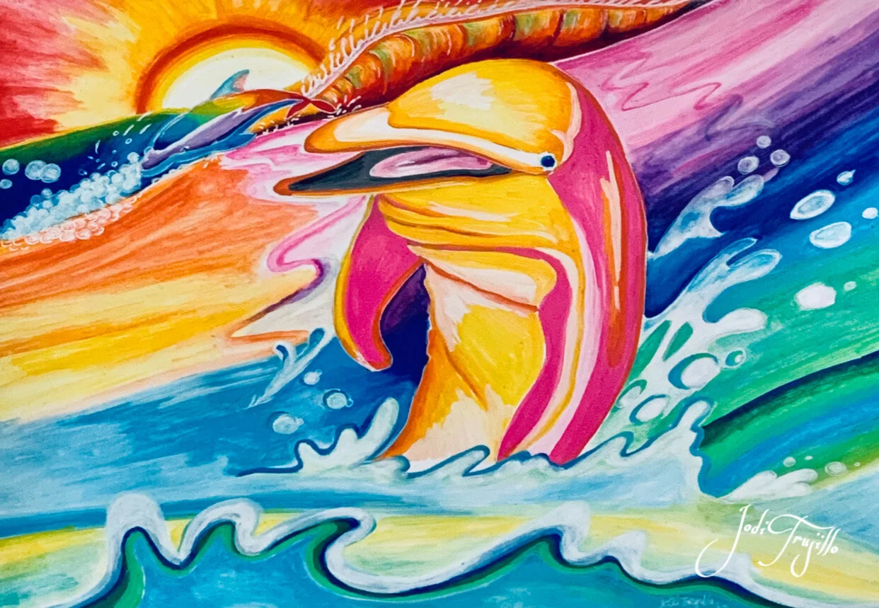 Psychedelic Dolphin, Posca pens, acrylicpainting.JPEG