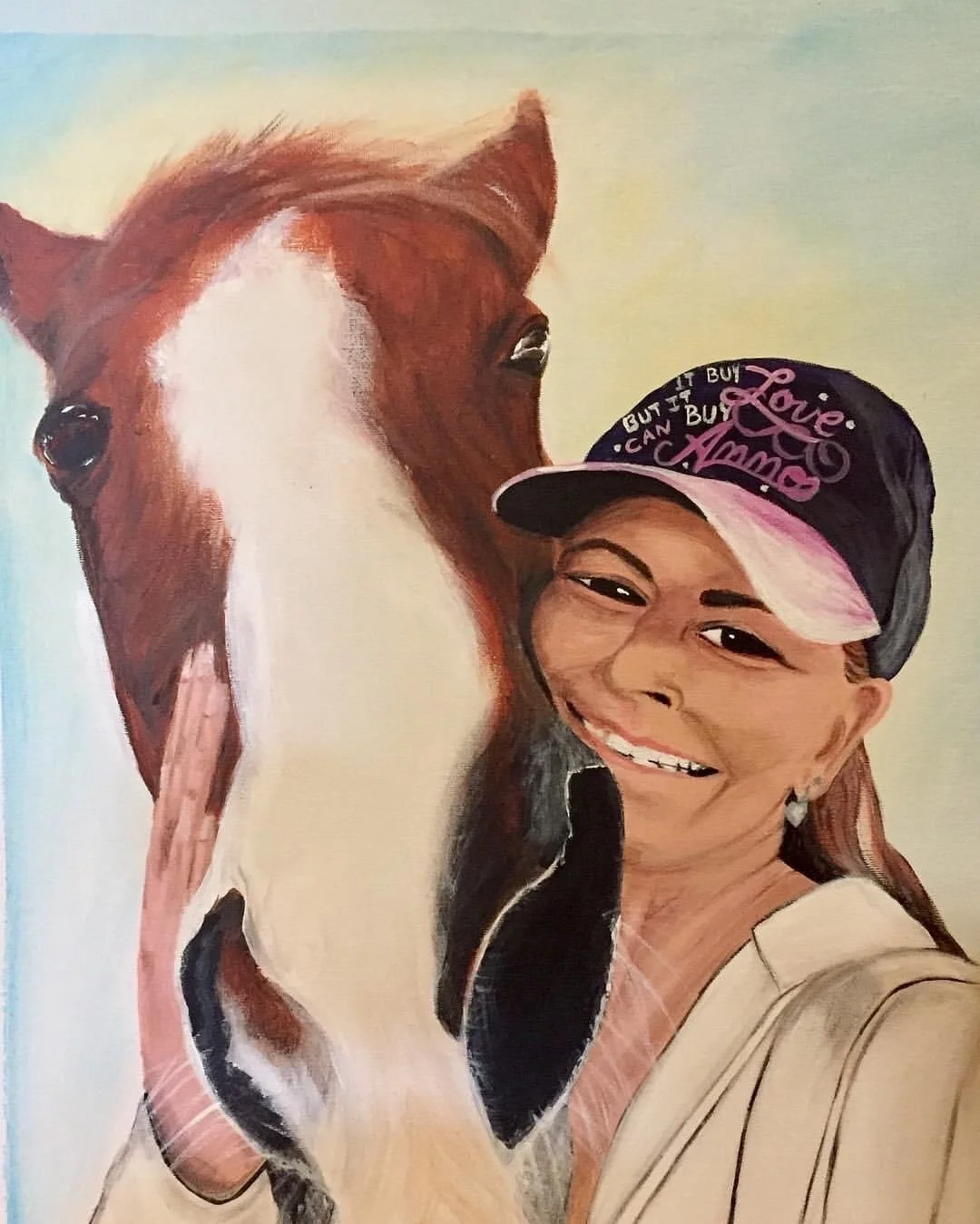 Portrait with pets acrylic painting in canvas.JPG