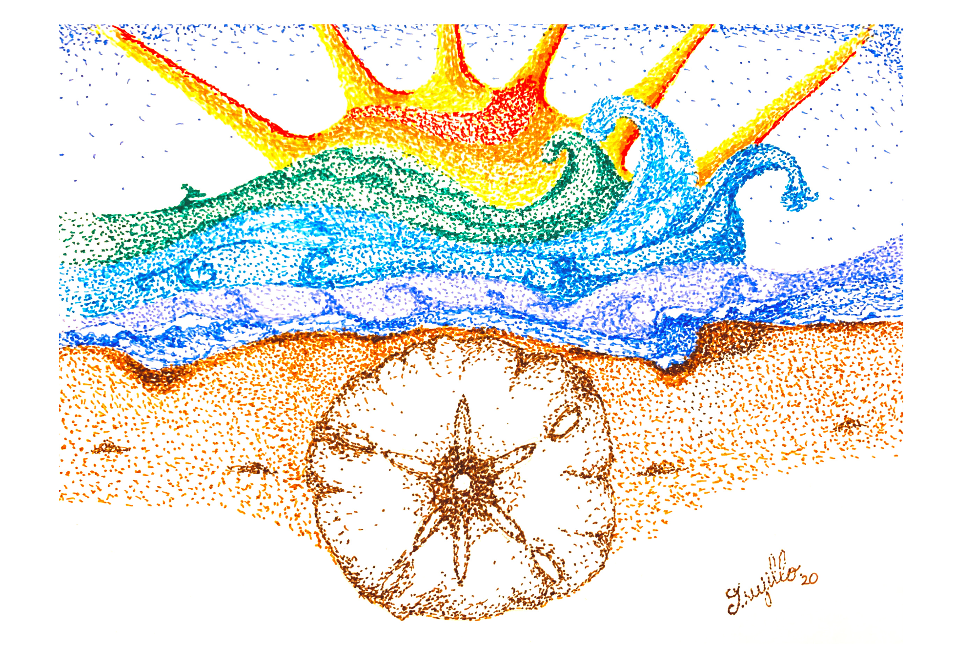 Beach n waves in Pointilism by Jodi Trujillo.png