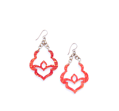 Funky Earring shapes are a must have. I designed these with Moroccan shapes and a vibrant color for fall. They literally have Artisan made painted art inside them. 