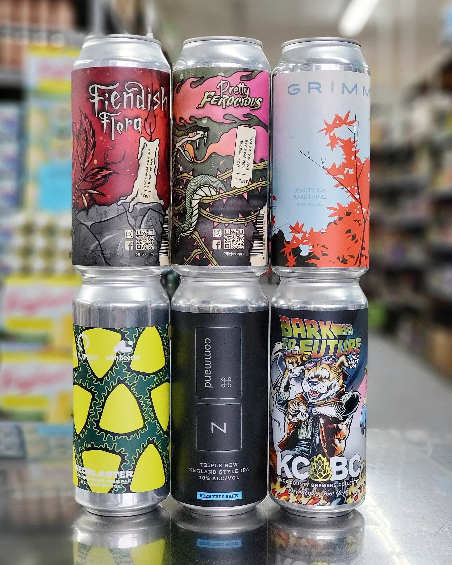 Check out some of this week's hoppy beers! We have a hazy IPA (Fiendish Flora) and a hazy Imperial IPA (Pretty Ferocious) from Grow Brewing, Beauty Is A Rare Thing IPA from Grimm, Neoblaster DIPA collab from Equilibrium x Aslin, Command Z triple IPA 