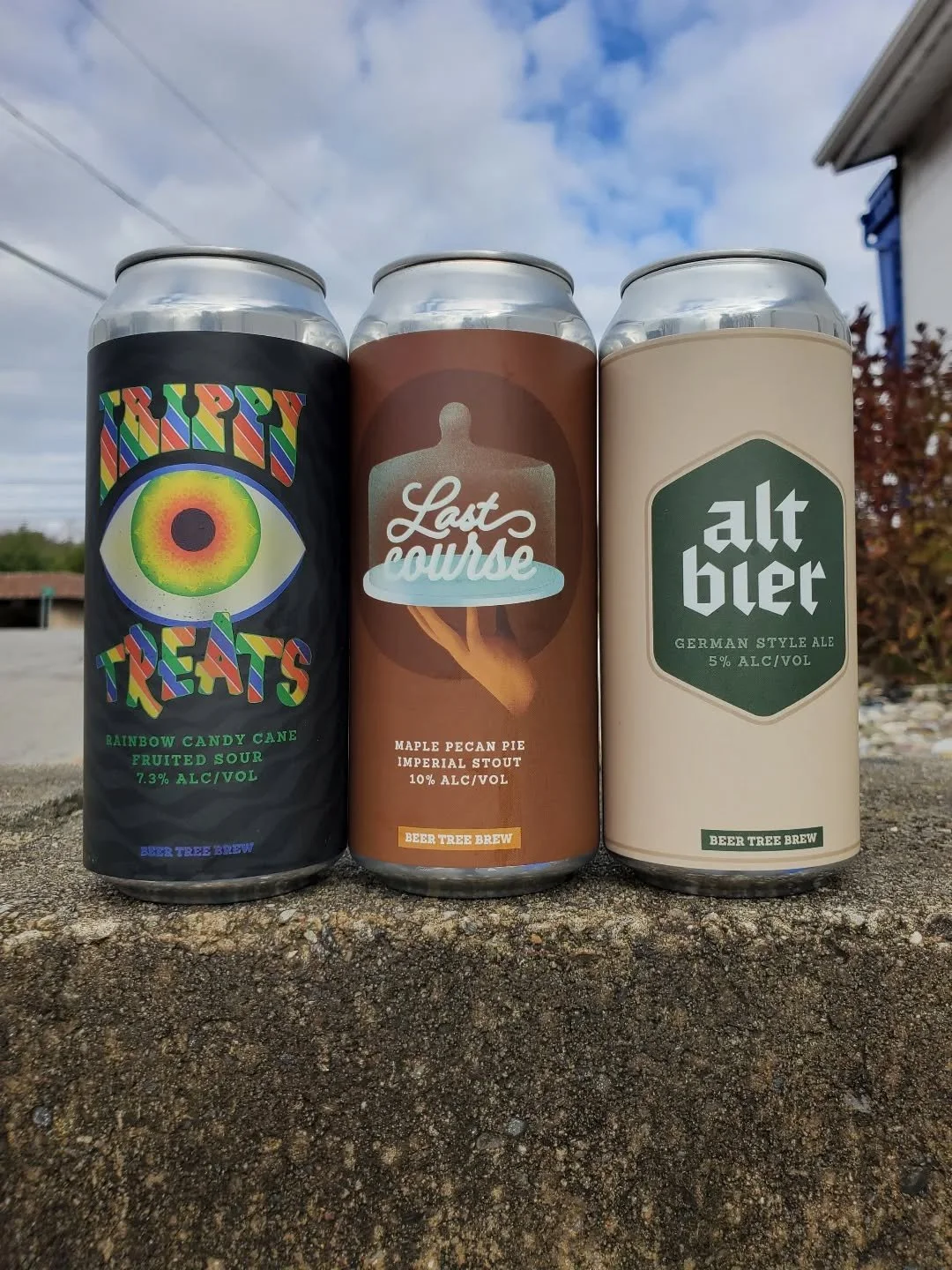 Just in from Beer Tree🍺🍺🍺 Trippy Treats rainbow candy cane sour, Last Course maple pecan pie imperial stout, and a German style Alt Bier. Are you going sour and fruity, rich and indulgent, or classic?

#beertree #candysour #sourale #dessertstout #