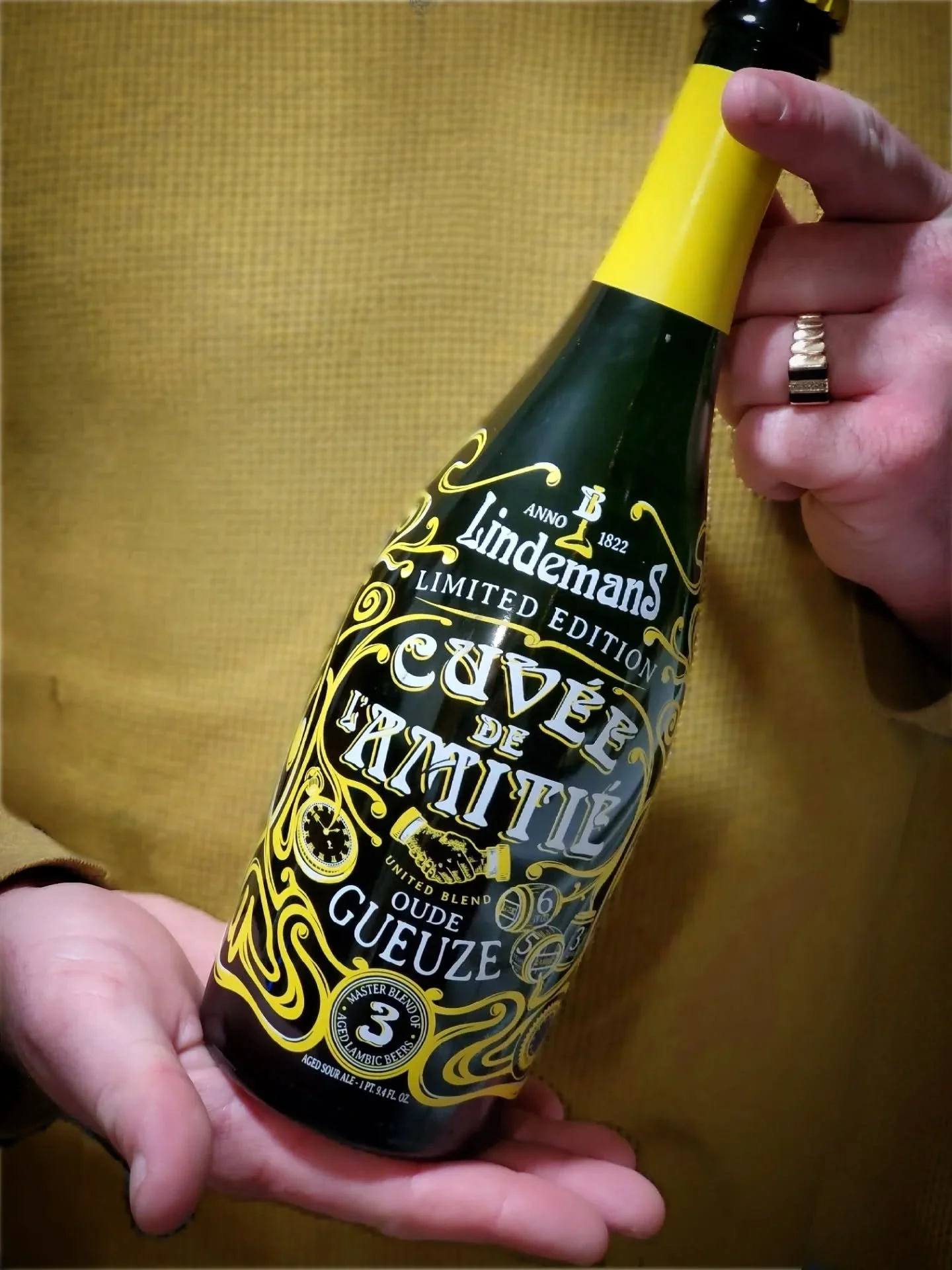 Don't sleep on this treat! Limited edition from Lindemans: Cuvee De L'Amitie. A blend of 3,5, and 6 year-old lambics. This beautiful dry gueze is perfect for drinking now, or years down the road. Years ago we used to carry Cuvee Rene, which was absol