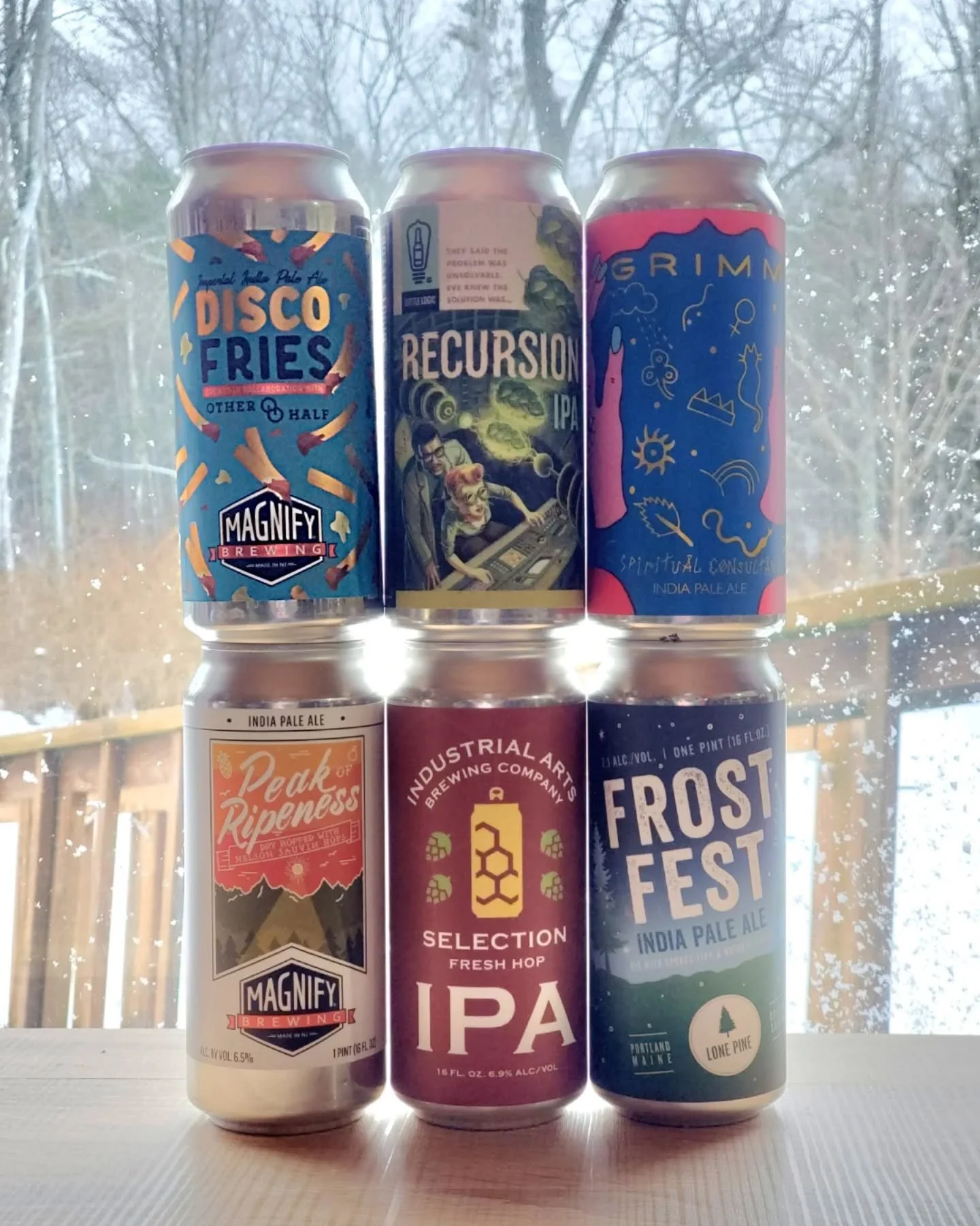 Whole bunch of new IPAs in! (Plus an imperial IPA, and an IPA with spruce tips) Beers are from Magnify, Other Half, Bottle Logic, Grimm, Industrial Arts, and Lone Pine. Want to try them all? You can always mix and match, and mixed six packs are $3 of