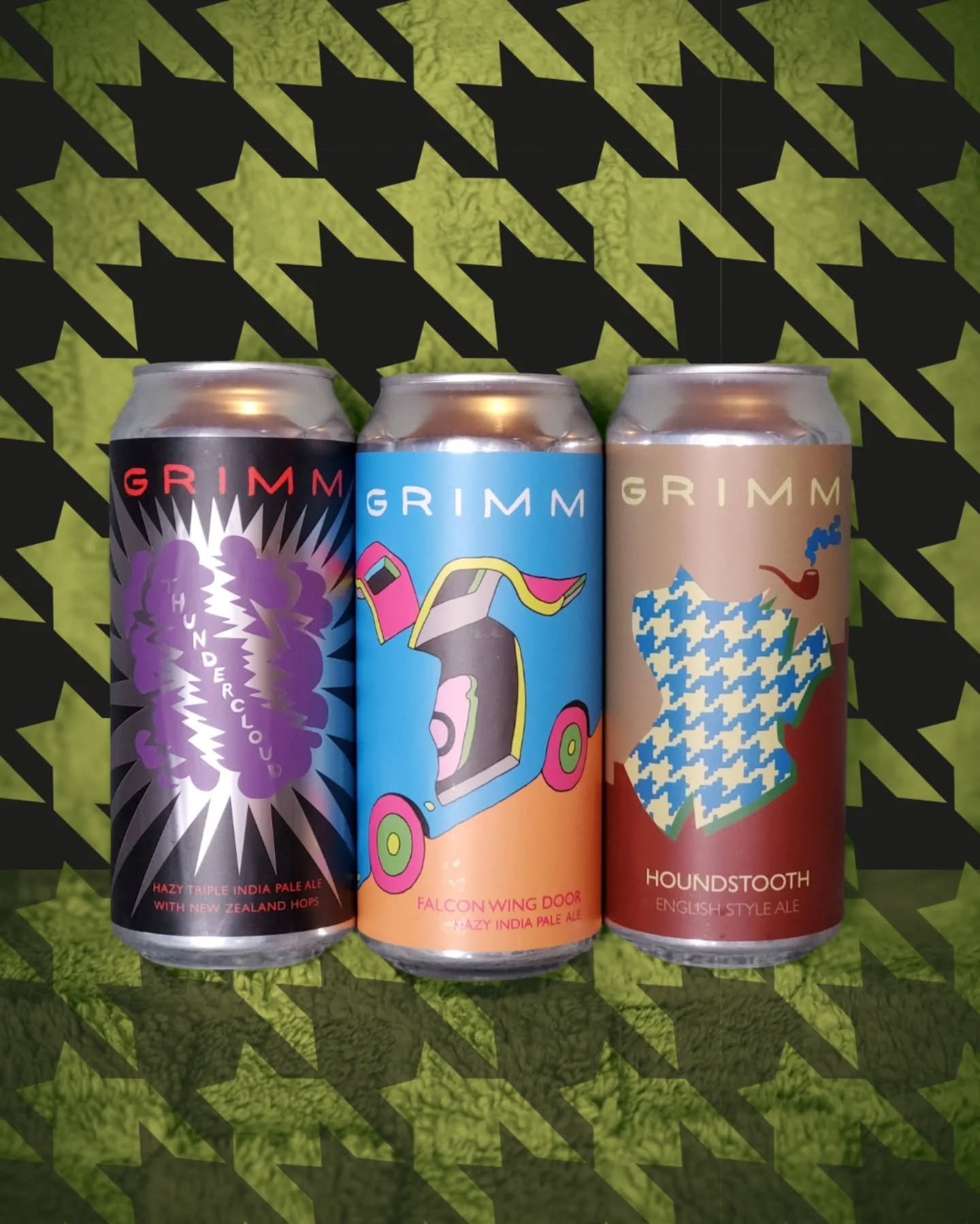 Just got in three different styles from Grimm! Thundercloud hazy triple IPA with New Zealand hops, Falcon Wing Door hazy IPA, and Houndstooth English style ale. Which one is taking you through the weekend?🍻

#englishale #tripleipa #falconwingdoors #